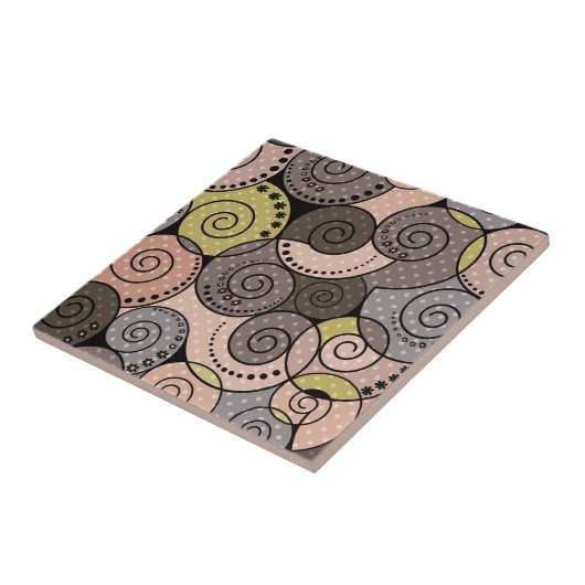 Retro, abstract, spiraalvormig tegeltje (Zijkant)