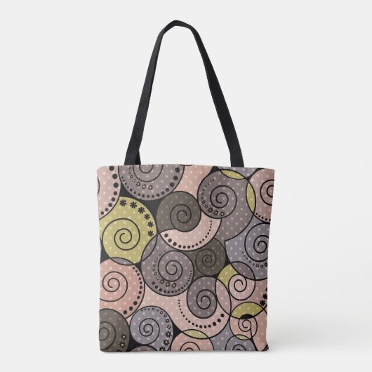 Retro, abstract, spiraalvormig tote bag (Achterkant)