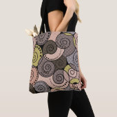 Retro, abstract, spiraalvormig tote bag (Dichtbij)