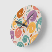 Retro Abstract Swirl Pastel Throw Pillow Ronde Klok (Hoek)