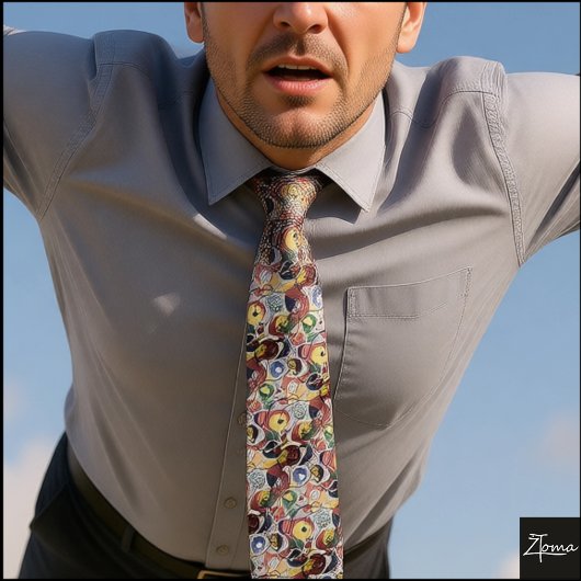 Retro Abstract Tie Muted Primary Colors Stropdas