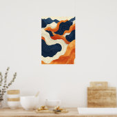 Retro Abstract Topografisch Contourlijn Kunst Vint Poster (Keuken)