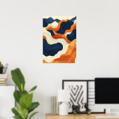 Retro Abstract Topografisch Contourlijn Kunst Vint Poster (Thuiskantoor)