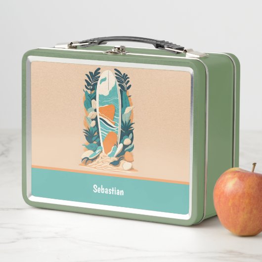 Retro Abstract Tropical Beach Surfboard voor Tiene (In situ)