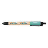 Retro Abstract Tropical Beach Surfboard voor Tiene Zwarte Inkt Pen (Bodem)