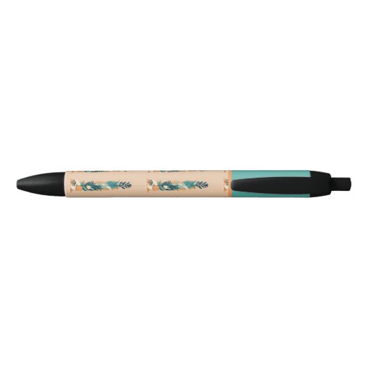 Retro Abstract Tropical Beach Surfboard voor Tiene Zwarte Inkt Pen (Achterkant)