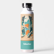 Retro Abstract Tropical Beach Surfboard