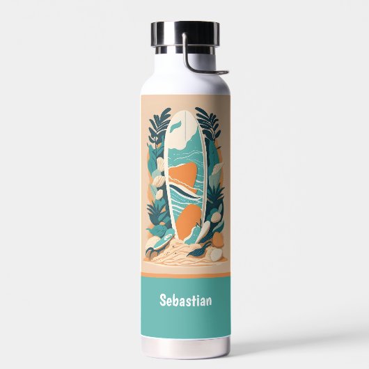 Retro Abstract Tropical Beach Surfboard Waterfles (Links)