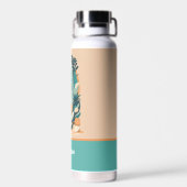 Retro Abstract Tropical Beach Surfboard Waterfles (Achterkant)