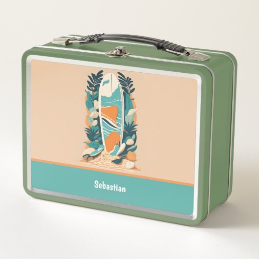 Retro Abstract Tropisch Strand Surfplank voor tien (Voorkant)
