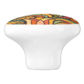 Retro Abstract Tulip Floral Pattern Keramische Knop (Zijkant)