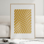 Retro Abstract Wavy Schaakbord Mosterdgeel Poster<br><div class="desc">Breng een gedurfde retro-vibe naar uw ruimte met dit opvallende golvende schaakbordpatroon in mosterdgeel en crème. Verkrijgbaar als zowel gedrukte als afdrukbare wandkunst, combineert dit ontwerp psychedelische energie uit de jaren 60 met een moderne twist, waardoor een boeiende optische illusie ontstaat die beweging en diepte toevoegt aan elke kamer. Perfect...</div>