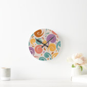 Retro Abstract Wervelend Pastelkleurig Worpkussen Ronde Klok (Huis)