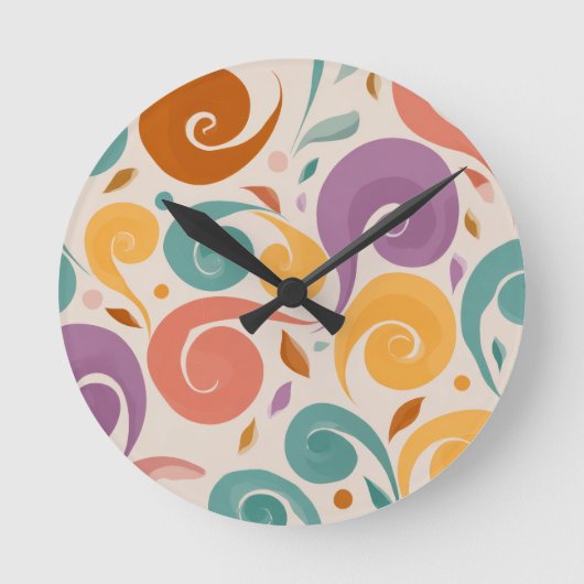 Retro Abstract Wervelend Pastelkleurig Worpkussen Ronde Klok (Voorkant)