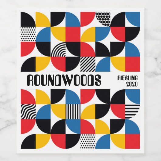 Retro Abstract wijnetiket Wijn Etiket (Enkel label)