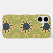 Retro Abstract zwart-gele bloemen Case-Mate iPhone Case (Achterkant (horizontaal))