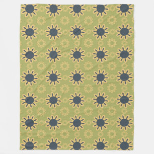 Retro Abstract zwart-gele bloemen Fleece Deken