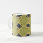 Retro Abstract zwart-gele bloemen Koffiemok (Voorkant links)