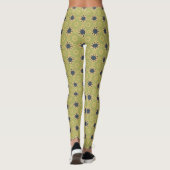 Retro Abstract zwart-gele bloemen Leggings (Achterkant)