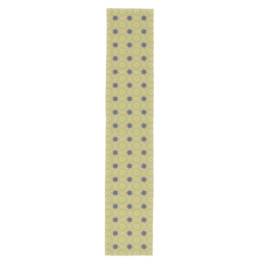 Retro Abstract zwart-gele bloemen Medium Tafelloper (Voorkant)