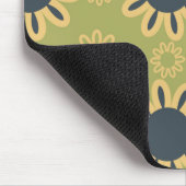 Retro Abstract zwart-gele bloemen Muismat (Hoek)