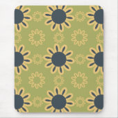 Retro Abstract zwart-gele bloemen Muismat (Voorkant)