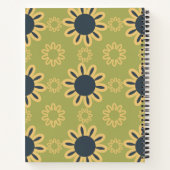 Retro Abstract zwart-gele bloemen Notitieboek (Achterkant)