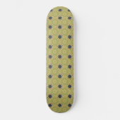 Retro Abstract zwart-gele bloemen Persoonlijk Skateboard (Voorkant)