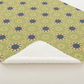 Retro Abstract zwart-gele bloemen Sherpa Deken (3/4)