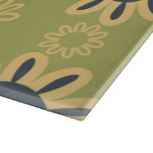 Retro Abstract zwart-gele bloemen Snijplank (Hoek)