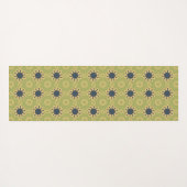 Retro Abstract zwart-gele bloemen Yogamat (Achterkant (horizontaal))
