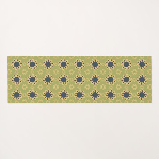 Retro Abstract zwart-gele bloemen Yogamat (Achterkant (horizontaal))