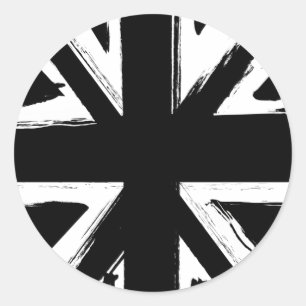 Retro abstract zwart union jack ontwerp ronde sticker