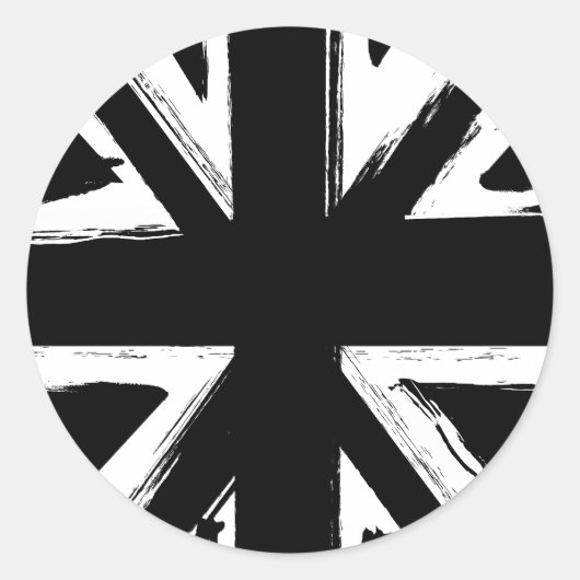 Retro abstract zwart union jack ontwerp ronde sticker (Voorkant)