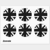 Retro abstract zwart union jack ontwerp ronde sticker (Vel)