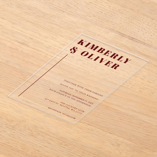 Retro Abstracte aardachtige terracotta Oranje brui Acryl Uitnodigingen (Laagn)