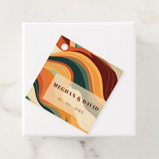 Retro Abstracte aardachtige terracotta Oranje brui Bedankjes Labels (In situ)