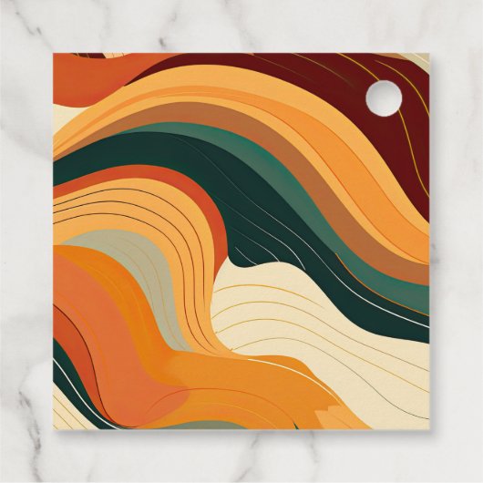 Retro Abstracte aardachtige terracotta Oranje brui Bedankjes Labels (Achterkant)