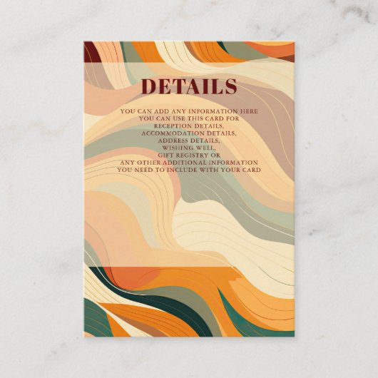 Retro Abstracte aardachtige terracotta Oranje brui Informatiekaartje (Voorkant)