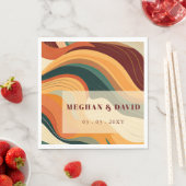 Retro Abstracte aardachtige terracotta Oranje brui Servet (Insitu)