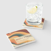 Retro Abstracte aardachtige terracotta Oranje brui Stenen Onderzetter (Zijkant)