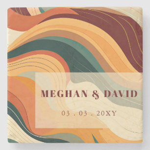 Retro Abstracte aardachtige terracotta Oranje brui Stenen Onderzetter