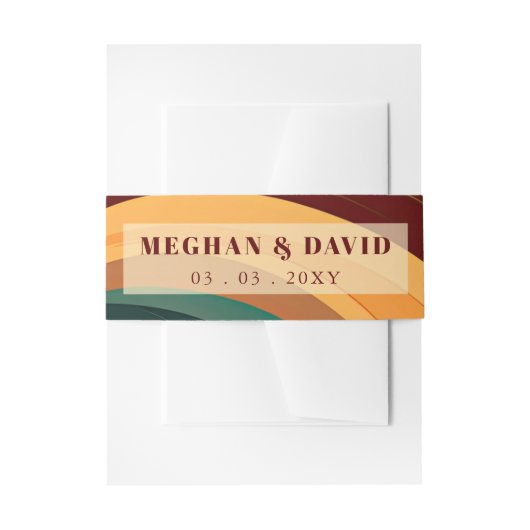 Retro Abstracte aardachtige terracotta Oranje brui Uitnodigingen Wikkel (Voorkant Voorbeeld)