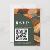 Retro Abstracte Aardse Terracotta Oranje QR CODE RSVP Kaartje (Voorkant)