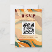 Retro Abstracte Aardse Terracotta Oranje QR CODE RSVP Kaartje (Voorkant)
