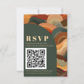 Retro Abstracte Aardse Terracotta Oranje QR CODE RSVP Kaartje (Voorkant)