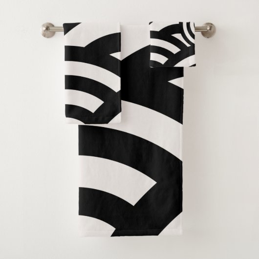 Retro Abstracte Arches Lines Black White Bad Handdoek (Insitu)
