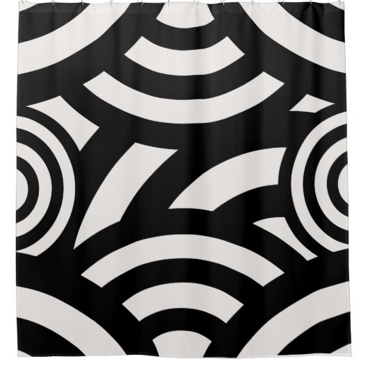 Retro  Abstracte Arches Lines Black White Douchegordijn (Voorkant)