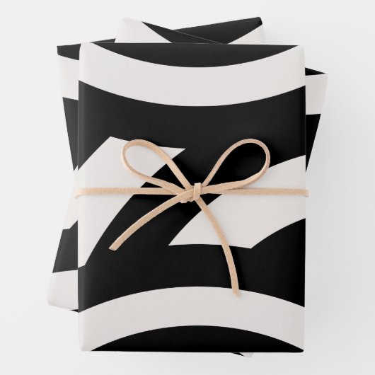 Retro  Abstracte Arches Lines Black White Inpakpapier Vel (In situ)