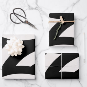 Retro  Abstracte Arches Lines Black White Inpakpapier Vel